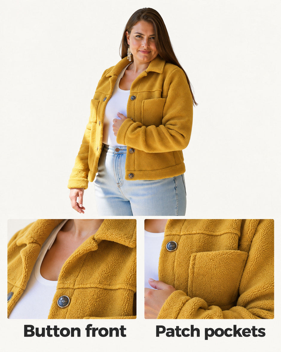 Selina | Mustard Fleece Jacket