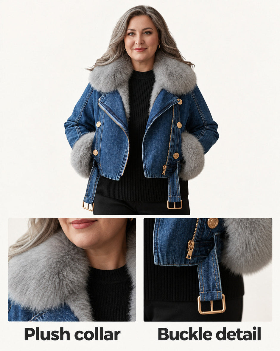 Theodora | Denim Jacket with Faux-Fur Trim